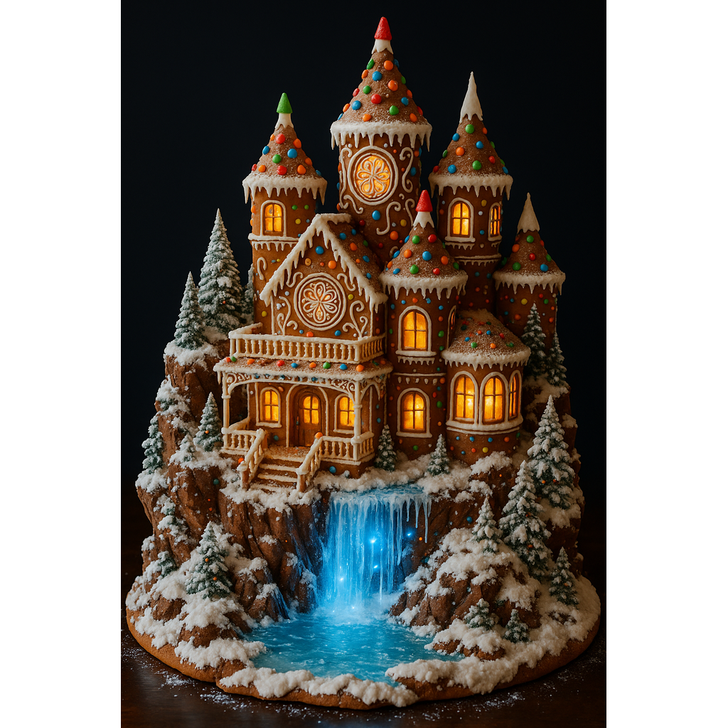 Модель Пряничного Замка с Водопадом