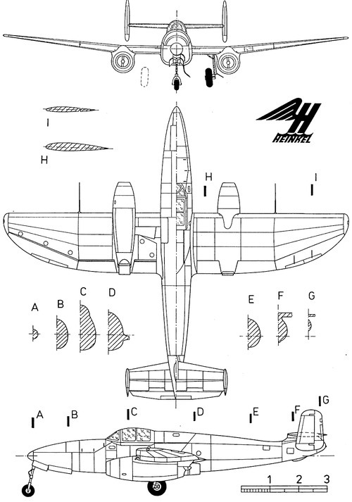 Модель самолета HE-280 в масштабе 1:64