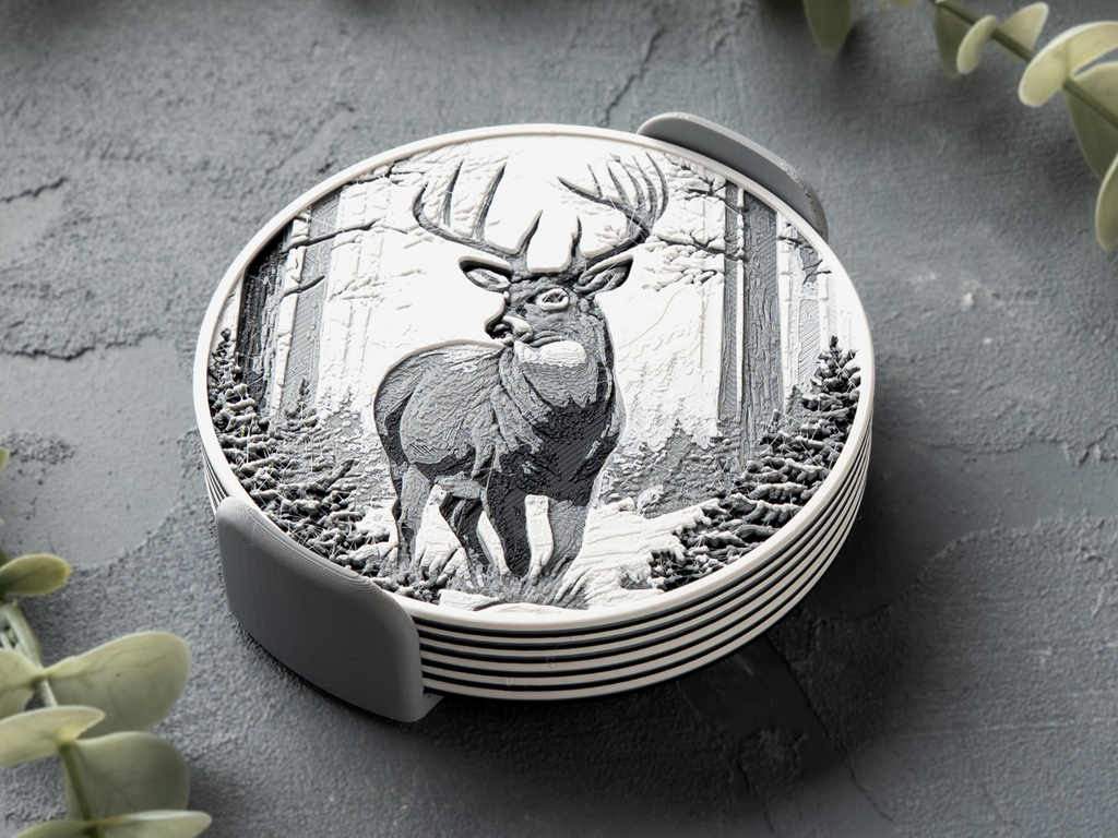 Подставки для кружек с зимним оленем