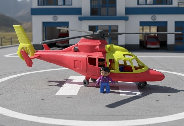 Совместимый с LEGO DUPLO вертолет спасателей