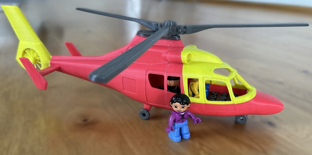 Совместимый с LEGO DUPLO вертолет спасателей