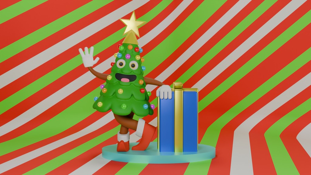 Модульная рождественская елка в мультяшном стиле