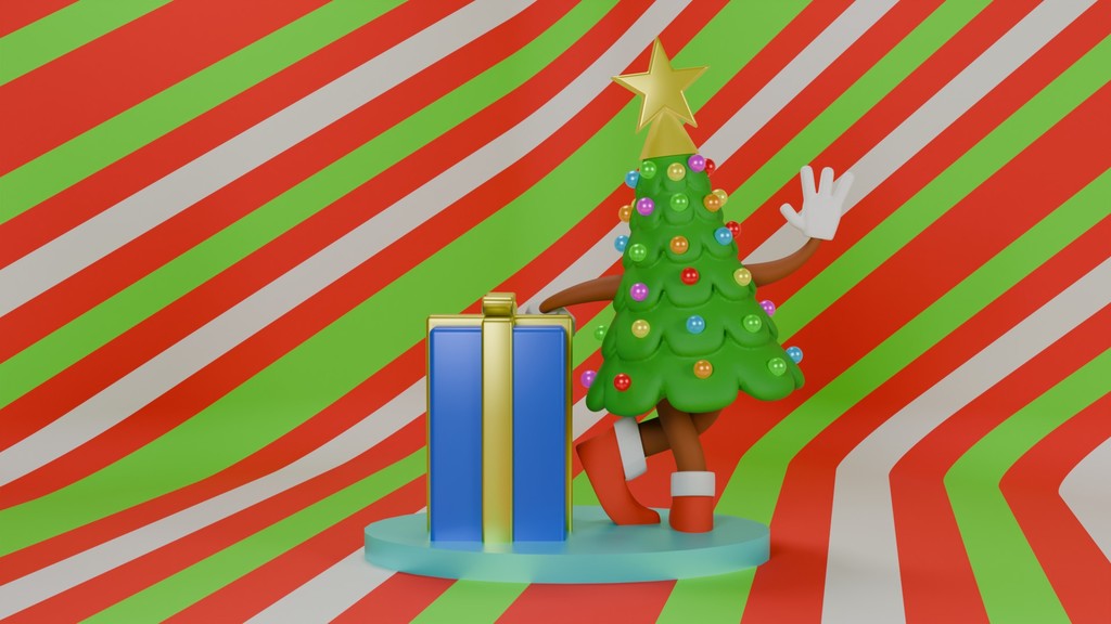 Модульная рождественская елка в мультяшном стиле