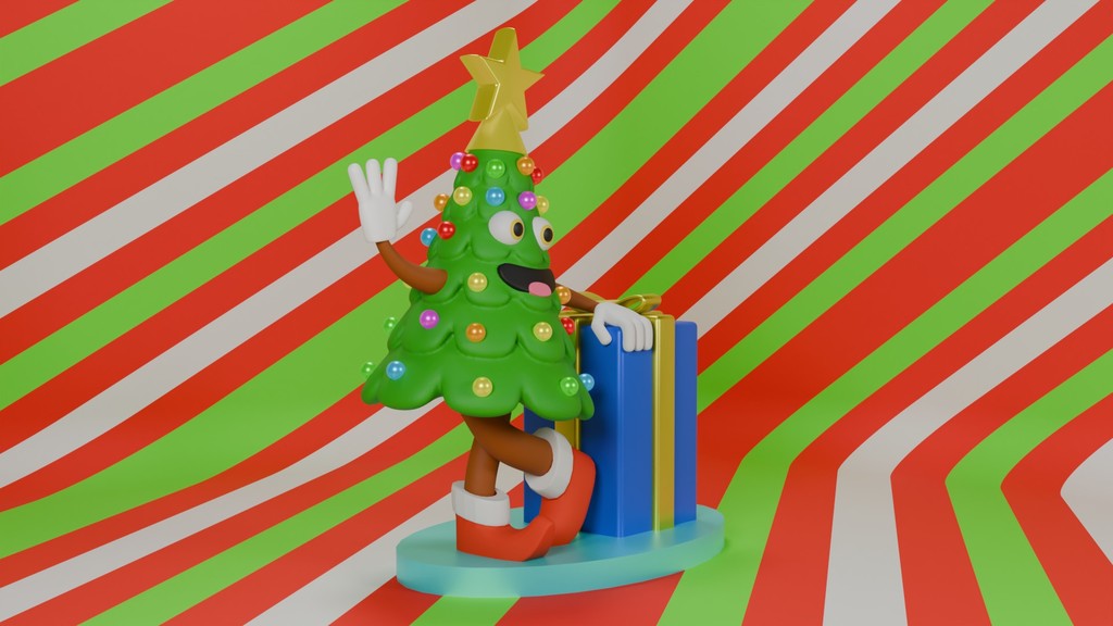 Модульная рождественская елка в мультяшном стиле