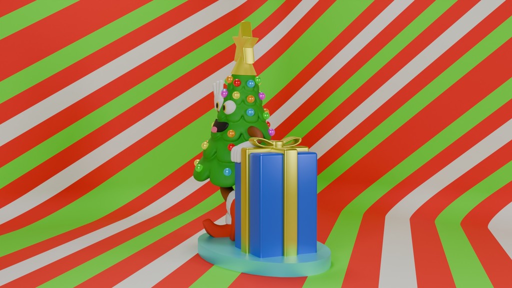 Модульная рождественская елка в мультяшном стиле