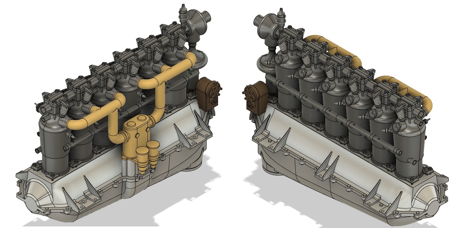 3D-модель двигателя Mercedes DIII в масштабе 1/5