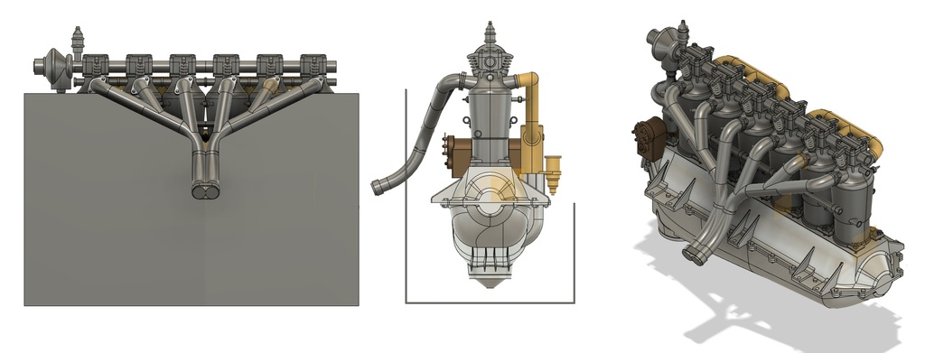 3D-модель двигателя Mercedes DIII в масштабе 1/5